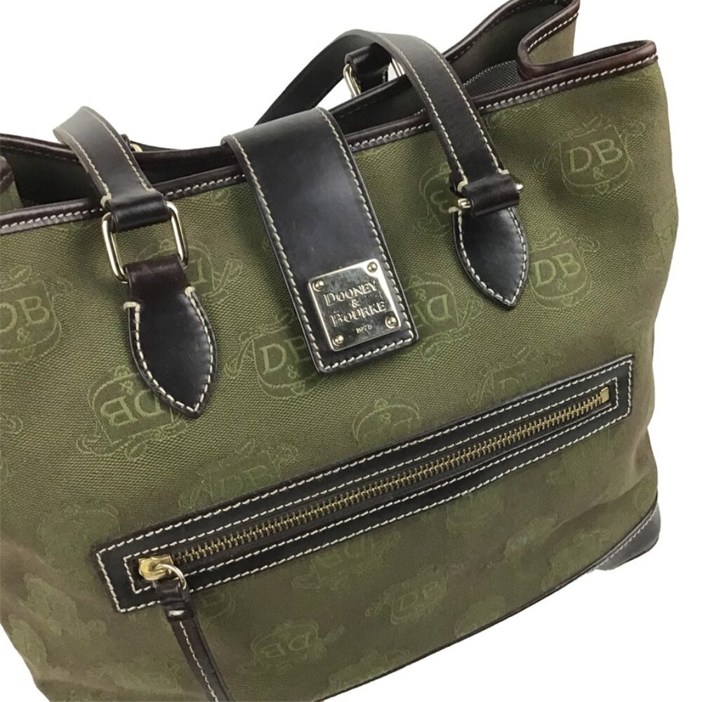 Dooney & Bourke Dark Green Canvas Shoulder Bag - Picture 3 of 15